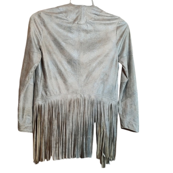 SW3 Bespoke Women's Silver Faux Suede Fringe Jacket sz XS - Picture 3 of 8